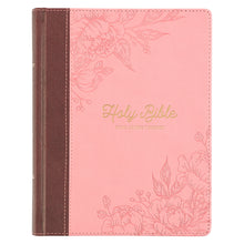 Load image into Gallery viewer, Brown and Pink Faux Leather Hardcover Note-taking Bible KJV128
