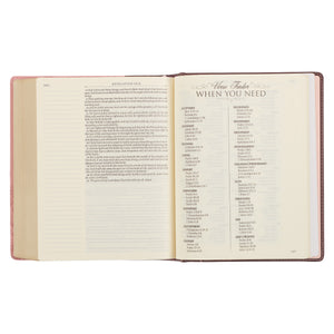 Brown and Pink Faux Leather Hardcover Note-taking Bible KJV128