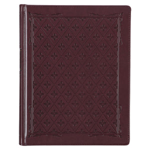 Burgundy Diamond Grid Faux Leather Hardcover Large Print KJV Note-taking Bible - KJV190