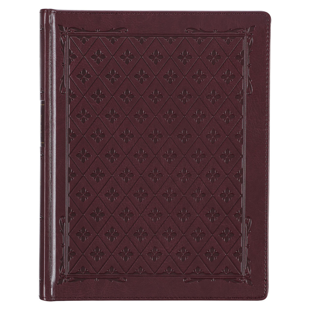 Burgundy Diamond Grid Faux Leather Hardcover Large Print KJV Note-taking Bible - KJV190