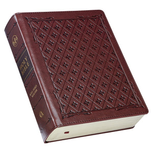 Burgundy Diamond Grid Faux Leather Hardcover Large Print KJV Note-taking Bible - KJV190