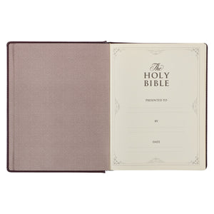 Burgundy Diamond Grid Faux Leather Hardcover Large Print KJV Note-taking Bible - KJV190