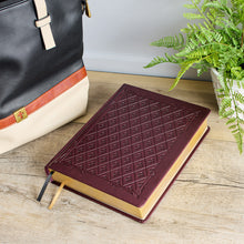 Load image into Gallery viewer, Burgundy Diamond Grid Faux Leather Hardcover Large Print KJV Note-taking Bible - KJV190
