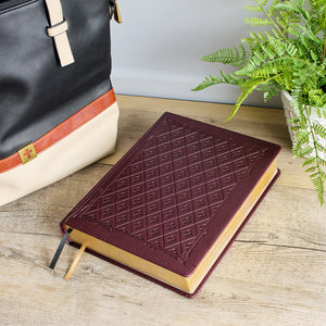 Burgundy Diamond Grid Faux Leather Hardcover Large Print KJV Note-taking Bible - KJV190