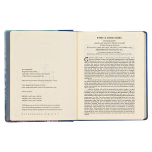 KJV Blue Floral Faux Leather Hardcover Note-taking Bible KJV189