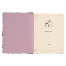 Load image into Gallery viewer, KJV Purple Floral Faux Leather Hardcover Note-taking Bible KJV129
