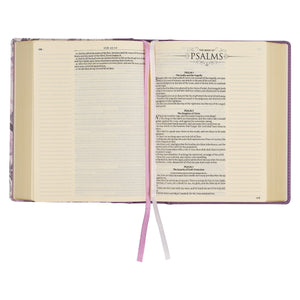 KJV Purple Floral Faux Leather Hardcover Note-taking Bible KJV129
