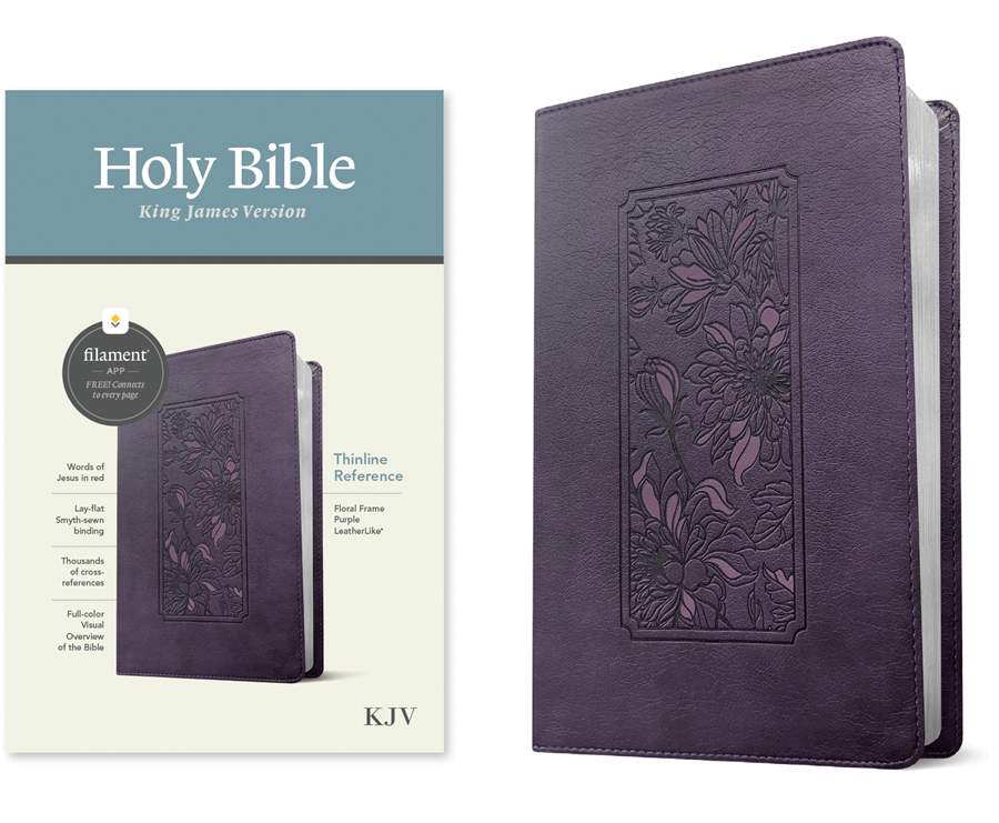 KJV Thinline Reference Bible, Filament Enabled Edition LeatherLike, Floral Frame Purple