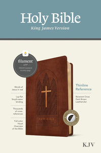KJV Thinline Reference Bible, Filament Enabled Edition LeatherLike, Indexed, Reverent Cross Dark Brown