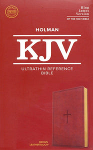 KJV Ultrathin Reference Bible--soft leather-look, brown