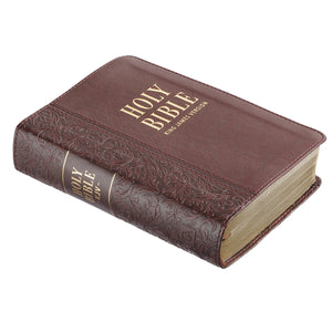 Medium Brown Faux Leather Large Print Compact King James Version Bible - KJV132