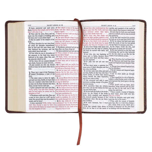 Medium Brown Faux Leather Large Print Compact King James Version Bible - KJV132