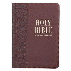 Medium Brown Faux Leather Large Print Compact King James Version Bible - KJV132