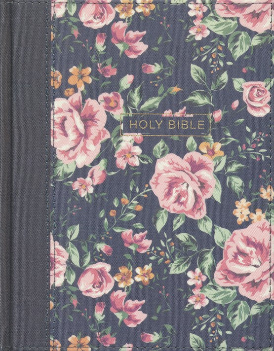 NKJV, Journal the Word Bible, Cloth over Board, Gray Floral, Red Letter, Comfort Print (Pre-order)