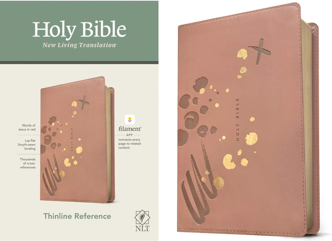 NLT Thinline Reference Holy Bible (Red Letter, LeatherLike, Brushed Pink) Leather