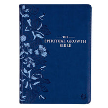 Load image into Gallery viewer, Navy Blue Faux Leather Spiritual Growth Bible
