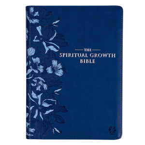 Navy Blue Faux Leather Spiritual Growth Bible