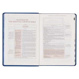 Navy Blue Faux Leather Spiritual Growth Bible