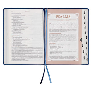 Navy Blue Faux Leather Spiritual Growth Bible