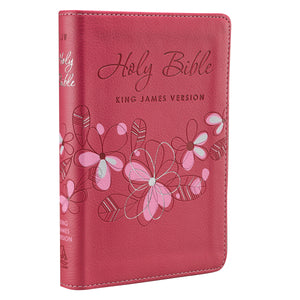 Pink Faux Leather Compact King James Version Bible - KJV009