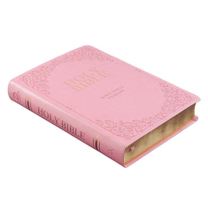 Pink Faux Leather Giant Print Full-size King James Version Bible with Thumb-index - KJV149
