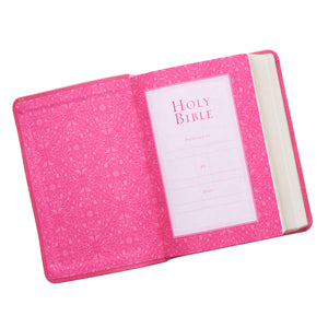 Pink Faux Leather Large Print Compact King James Version Bible - KJV071