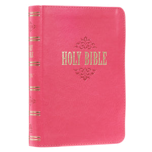 Pink Faux Leather Large Print Compact King James Version Bible - KJV071