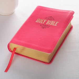 Pink Faux Leather Large Print Compact King James Version Bible - KJV071