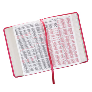 Pink Faux Leather Large Print Compact King James Version Bible - KJV071