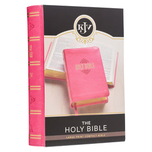 Pink Faux Leather Large Print Compact King James Version Bible - KJV071