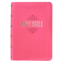 Load image into Gallery viewer, Pink Faux Leather Large Print Compact King James Version Bible - KJV071
