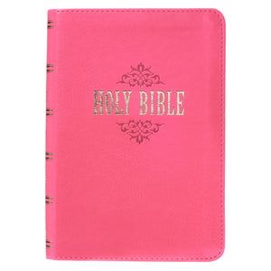 Pink Faux Leather Large Print Compact King James Version Bible - KJV071