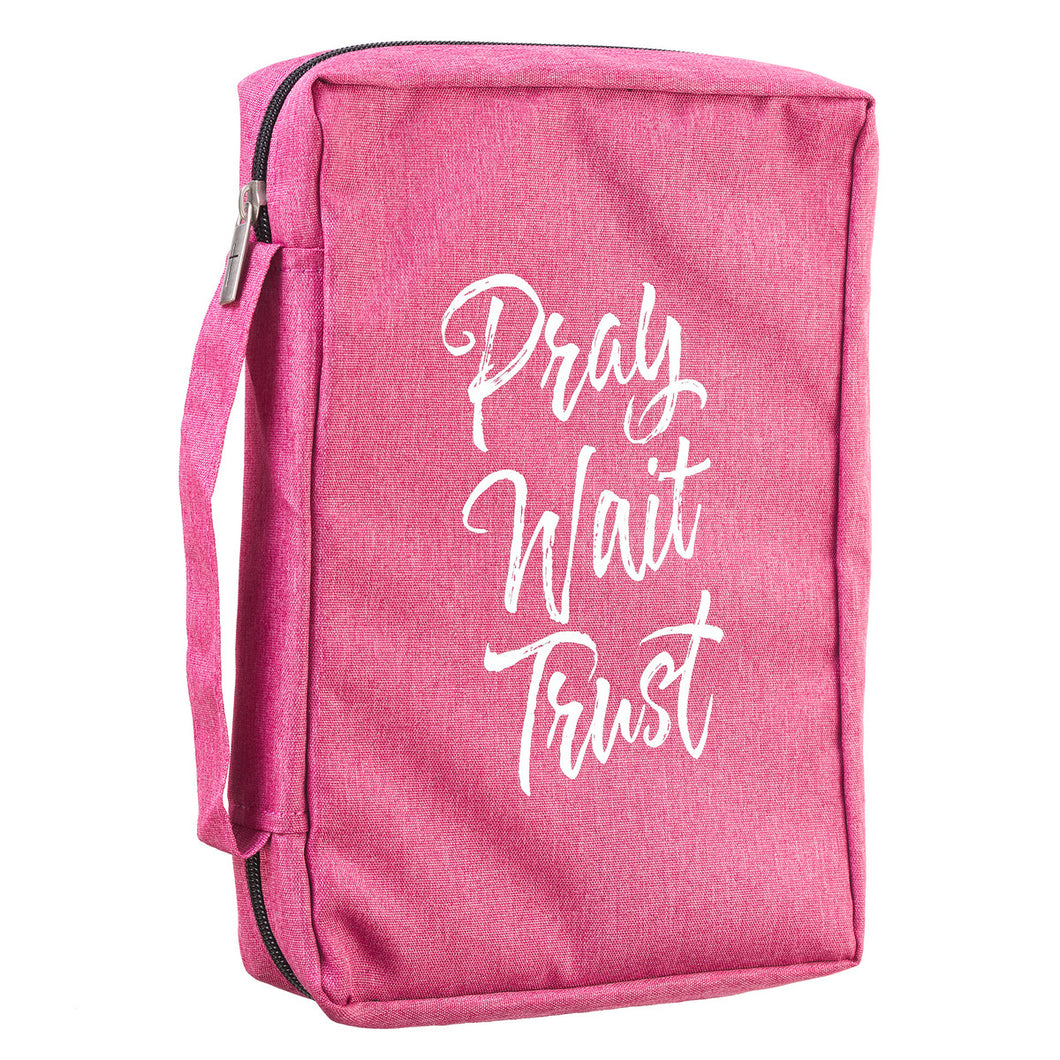 Pray Wait Trust Pink Poly-canvas Value Bible Cover