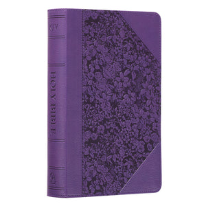Purple Floral Faux Leather Giant Print King James Version Bible - KJV037