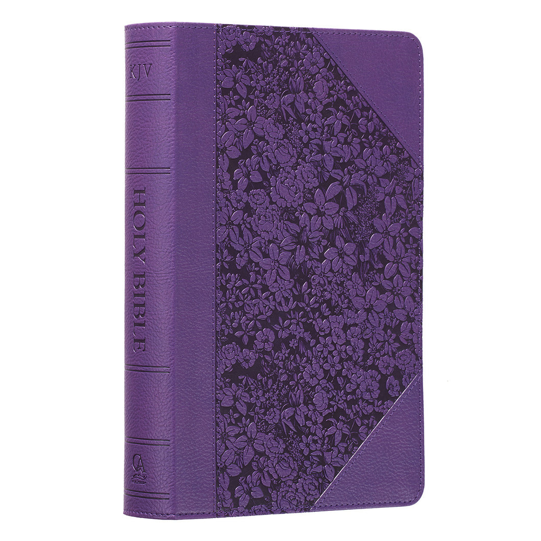 Purple Floral Faux Leather Giant Print King James Version Bible - KJV037