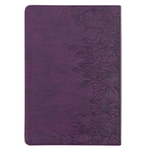 Purple Floral Faux Leather Large Print Thinline King James Version Bible with Thumb Index KJV176