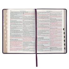 Load image into Gallery viewer, Purple Floral Faux Leather Large Print Thinline King James Version Bible with Thumb Index KJV176

