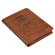 Load image into Gallery viewer, Refuge and Strength Brown Faux Leather Zippered Executive Planner - 2022
