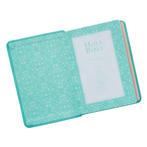 Robin’s-egg Blue Faux Leather Large Print Compact King James Version Bible - KJV070