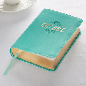 Robin’s-egg Blue Faux Leather Large Print Compact King James Version Bible - KJV070