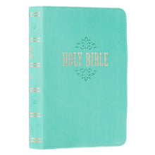 Load image into Gallery viewer, Tiffany Blue Faux Leather Large Print Compact King James Version Bible - KJV070
