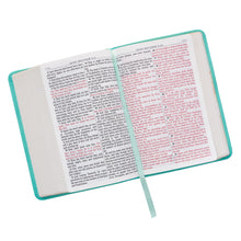 Load image into Gallery viewer, Tiffany Blue Faux Leather Large Print Compact King James Version Bible - KJV070
