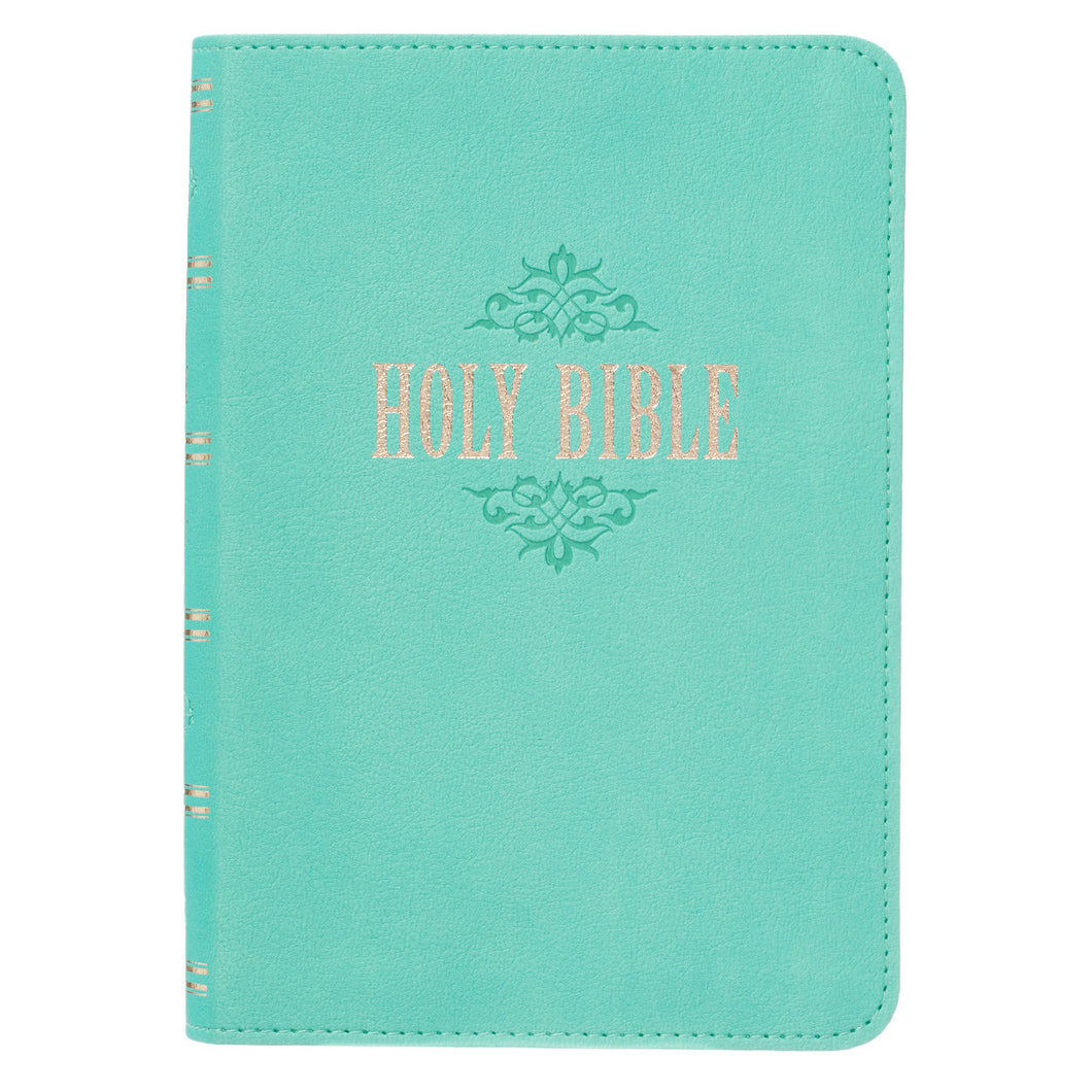 Tiffany Blue Faux Leather Large Print Compact King James Version Bible - KJV070