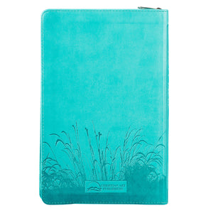 Turquoise Faux Leather Zippered KJV Deluxe Gift Bible with Thumb Index - KJV023