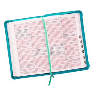 Turquoise Faux Leather Zippered KJV Deluxe Gift Bible with Thumb Index - KJV023