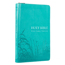 Load image into Gallery viewer, Turquoise Faux Leather Zippered KJV Deluxe Gift Bible with Thumb Index - KJV023
