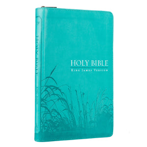 Turquoise Faux Leather Zippered KJV Deluxe Gift Bible with Thumb Index - KJV023