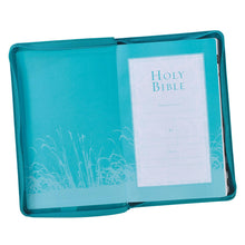 Load image into Gallery viewer, Turquoise Faux Leather Zippered KJV Deluxe Gift Bible with Thumb Index - KJV023
