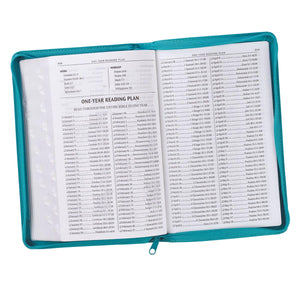 Turquoise Faux Leather Zippered KJV Deluxe Gift Bible with Thumb Index - KJV023