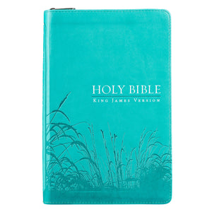 Turquoise Faux Leather Zippered KJV Deluxe Gift Bible with Thumb Index - KJV023